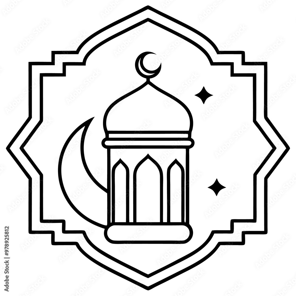 Ramadan Kareem background outline coloring book page line art drawing Ramadan Kareem background outline coloring book page line art drawing