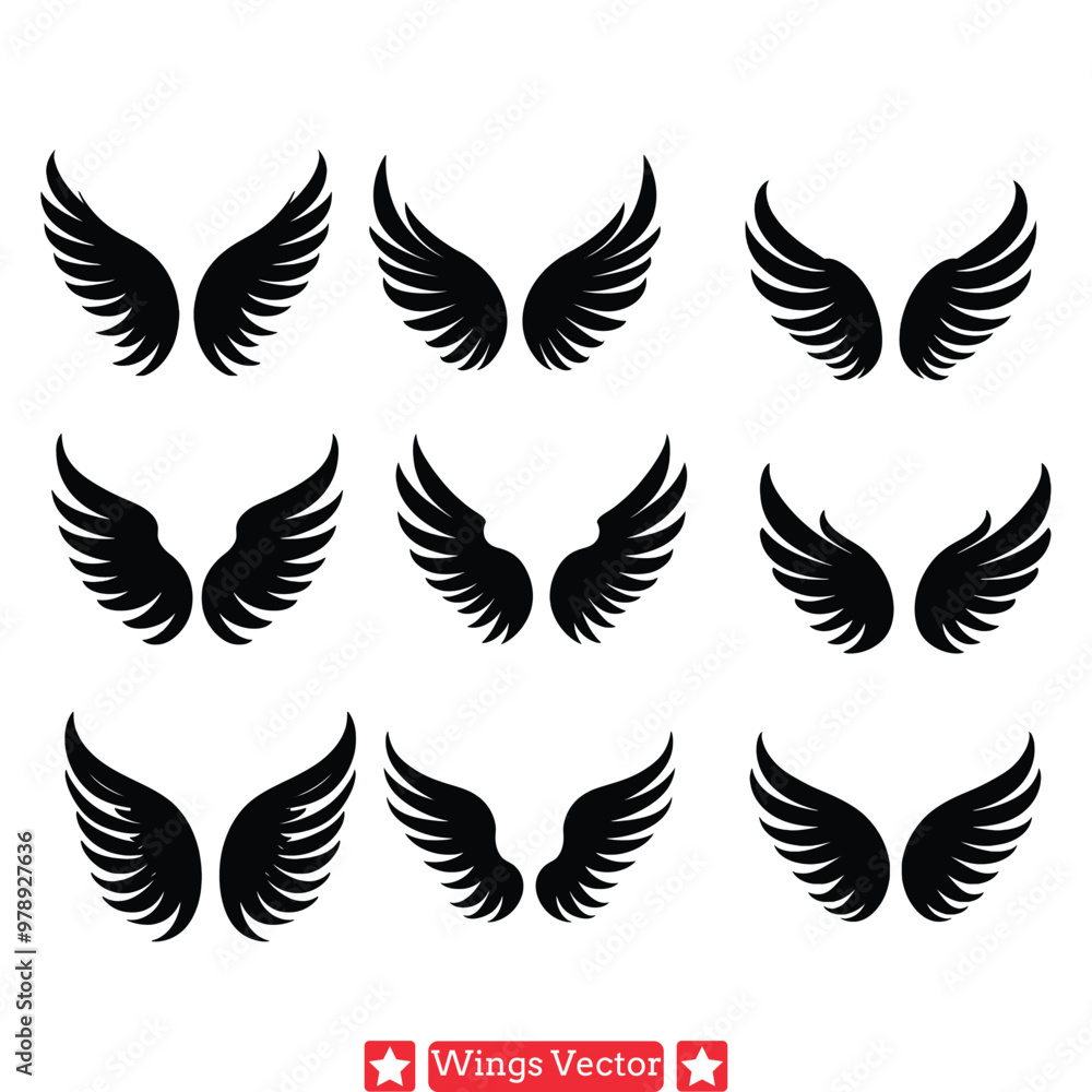 Angelic Allure Intricate Wings Vector Set for Design Exploration Angelic Allure Intricate Wings Vector Set for Design Exploration
