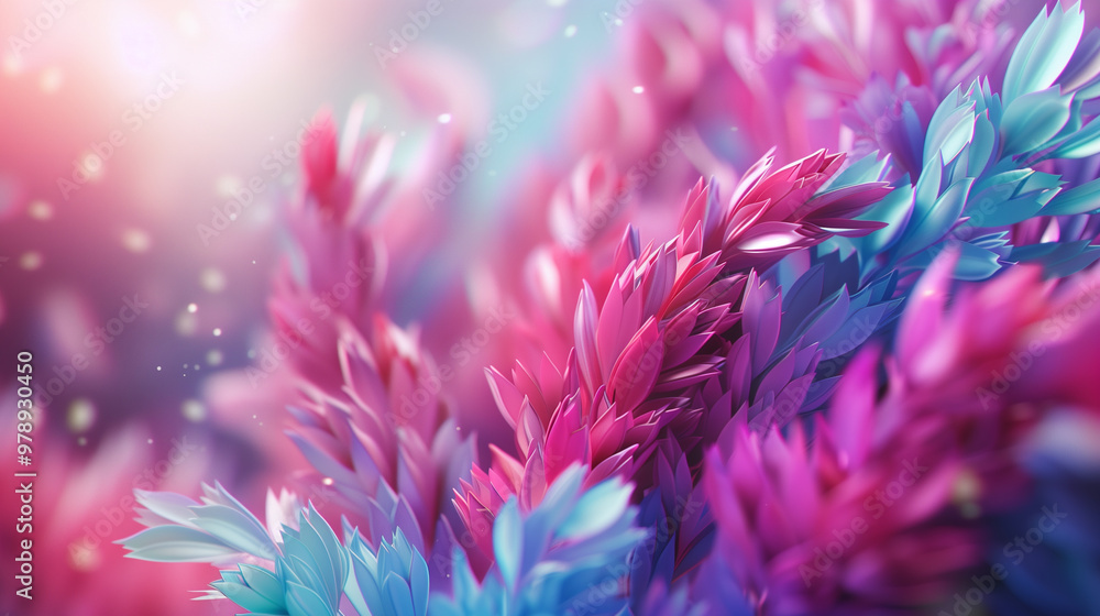 Vibrant pink and blue abstract floral scene Vibrant pink and blue abstract floral scene