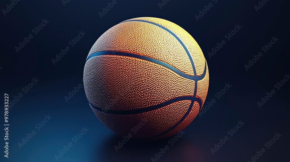 Obraz premium Close-up of a Basketball on a Blue Background