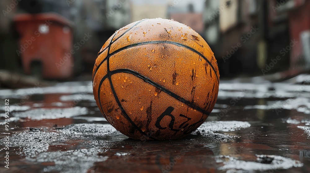 Wet Basketball on a Rainy Day Wet Basketball on a Rainy Day
