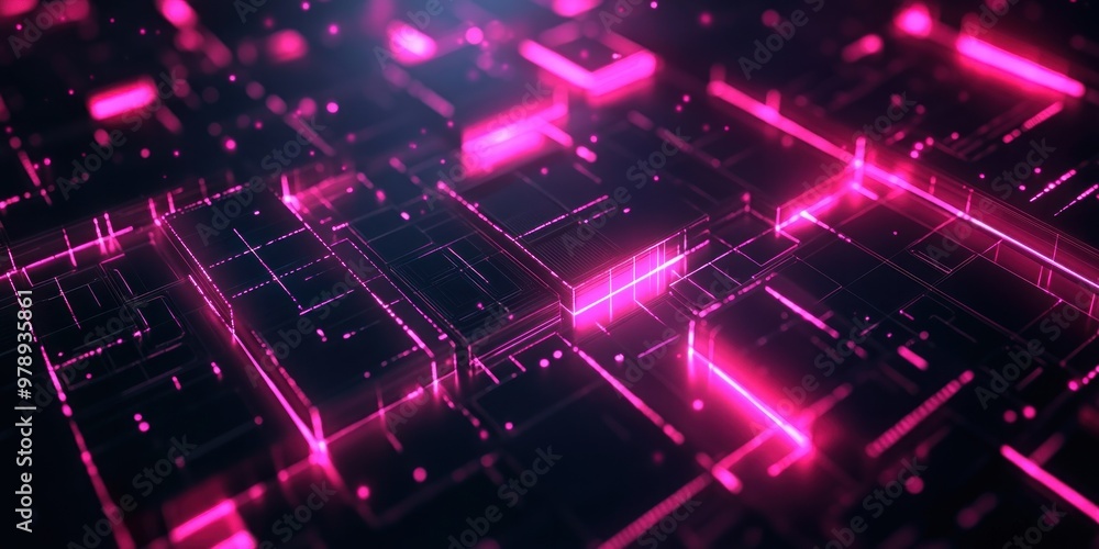 Abstract Background with Pink Neon Lines and Black Geometric Shapes Abstract Background with Pink Neon Lines and Black Geometric Shapes