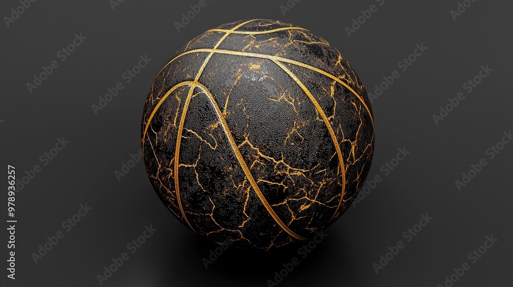 Cracked Black and Gold Basketball