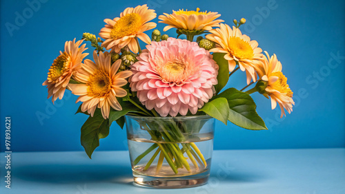 flowers in vaseflower, bouquet, vase, flowers, yellow, nature, plant, spring, bloom, bunch, daisy, blossom, isolated, orange, pink, colorful, summer, floral, gerbera, chrysanthemum, flora, beauty, arr photo