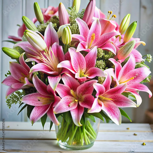 bouquet of pink liliesflower, pink, nature, flowers, lily, plant, garden, beauty, bloom, blossom, flora, petal, spring, bouquet, closeup, orchid, beautiful, white, purple, floral, magnolia, color, mac photo