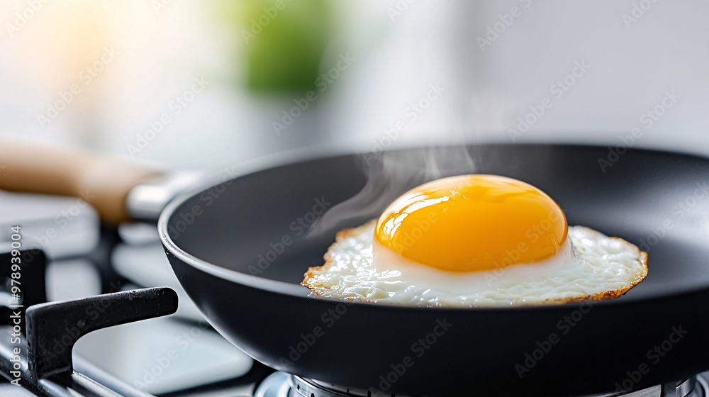 Close-up of a plant-based egg substitute being cooked on a smart stovetop, plant-based innovation, alternative foods Close-up of a plant-based egg substitute being cooked on a smart stovetop, plant-based innovation, alternative foods