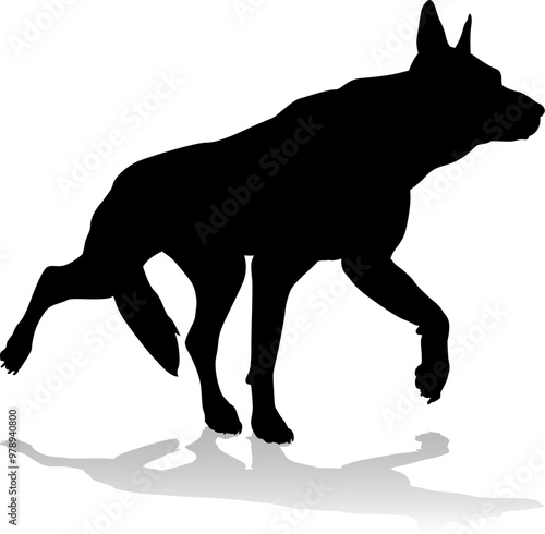 A detailed animal silhouette of a pet dog