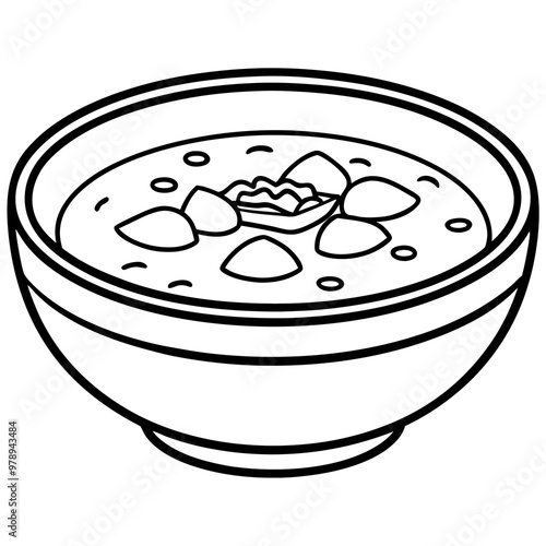 russian borscht soup outline coloring book page line art drawing