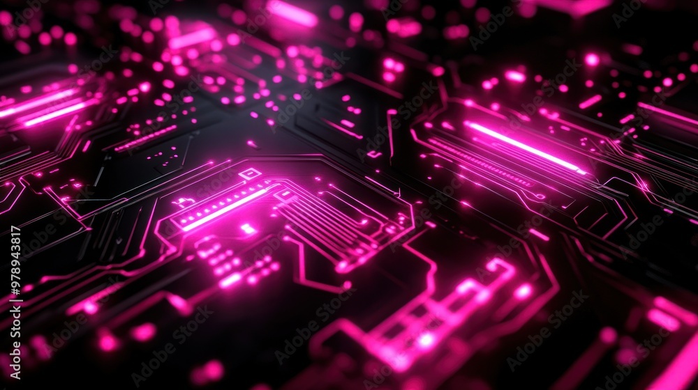 Abstract Circuit Board with Glowing Pink Lines Abstract Circuit Board with Glowing Pink Lines