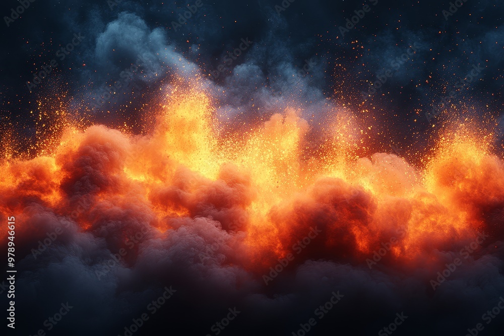 Fiery Explosion With Smoke and Sparks Fiery Explosion With Smoke and Sparks