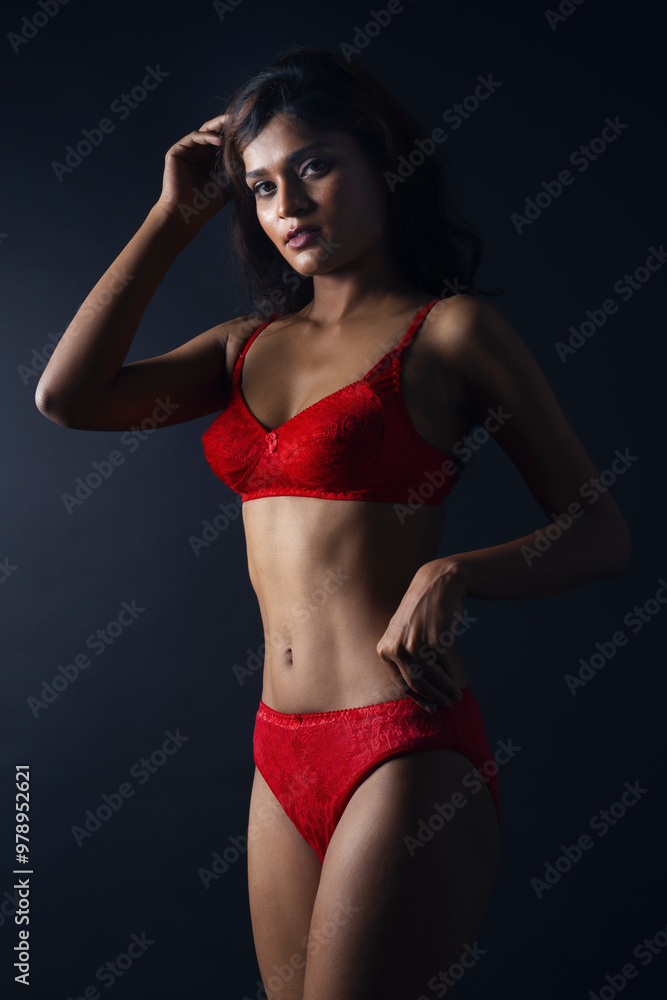 Conceptual and Lifestyle Classic Boudoir image of Indian Model in Red Bikini. Conceptual and Lifestyle Classic Boudoir image of Indian Model in Red Bikini.