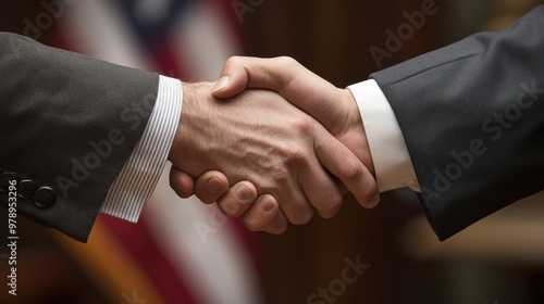 Business handshake signifying agreement between partners.