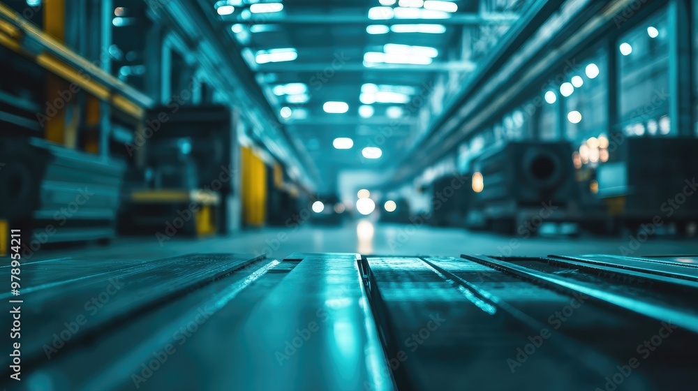 Gleaming cutting tools in a warehouse, close-up shot focusing on the sharp metal surfaces under industrial lights. No people are visible in the scene. Gleaming cutting tools in a warehouse, close-up shot focusing on the sharp metal surfaces under industrial lights. No people are visible in the scene.