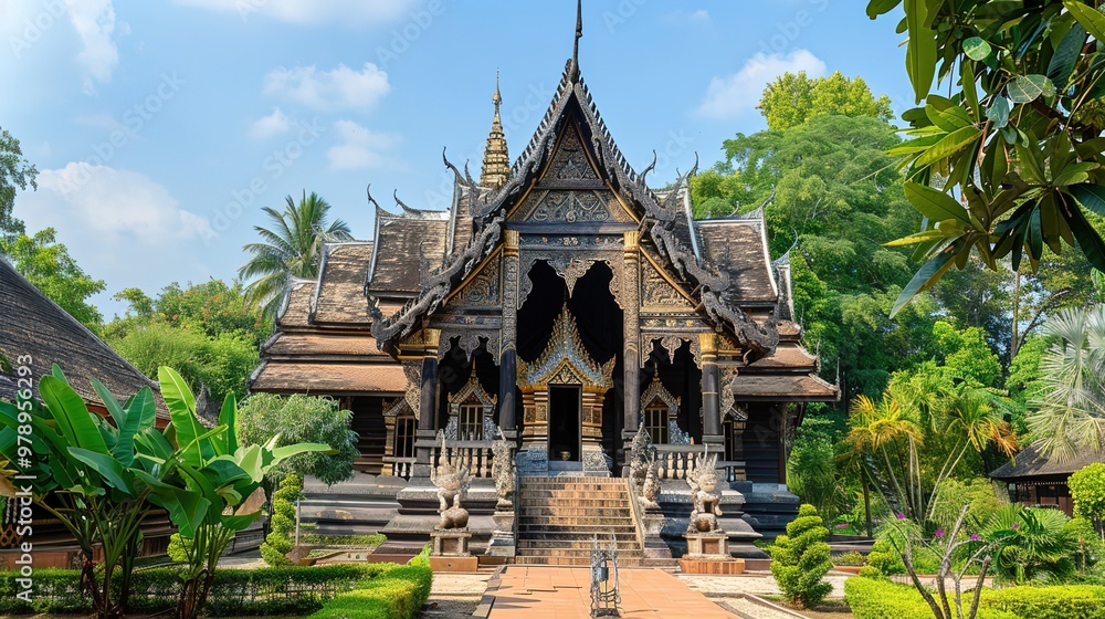 Naklejka premium Thailand temple wallpaper