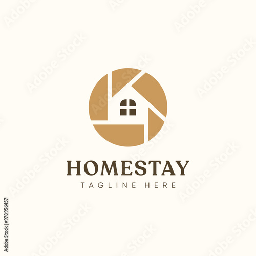 logo homestay that targets tourists looking for a place to stay on hotel, villa, cottage