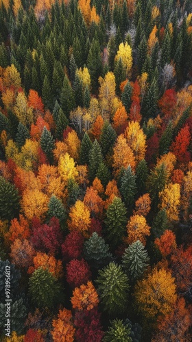 Aerial Autumn Forest - Colorful Gradient