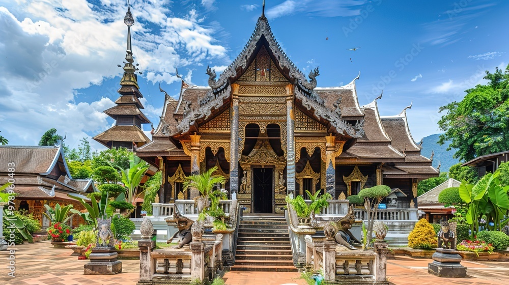 Naklejka premium Thailand temple wallpaper