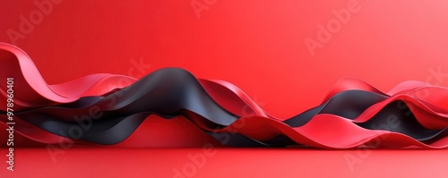 Abstract Red and Black Wavy Background