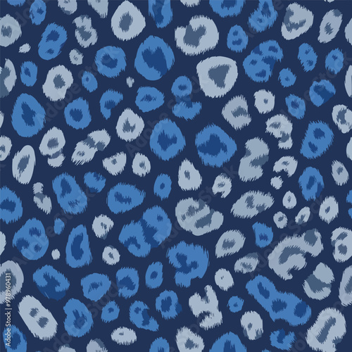 Abstract animal print background with blue and gray leopard spots