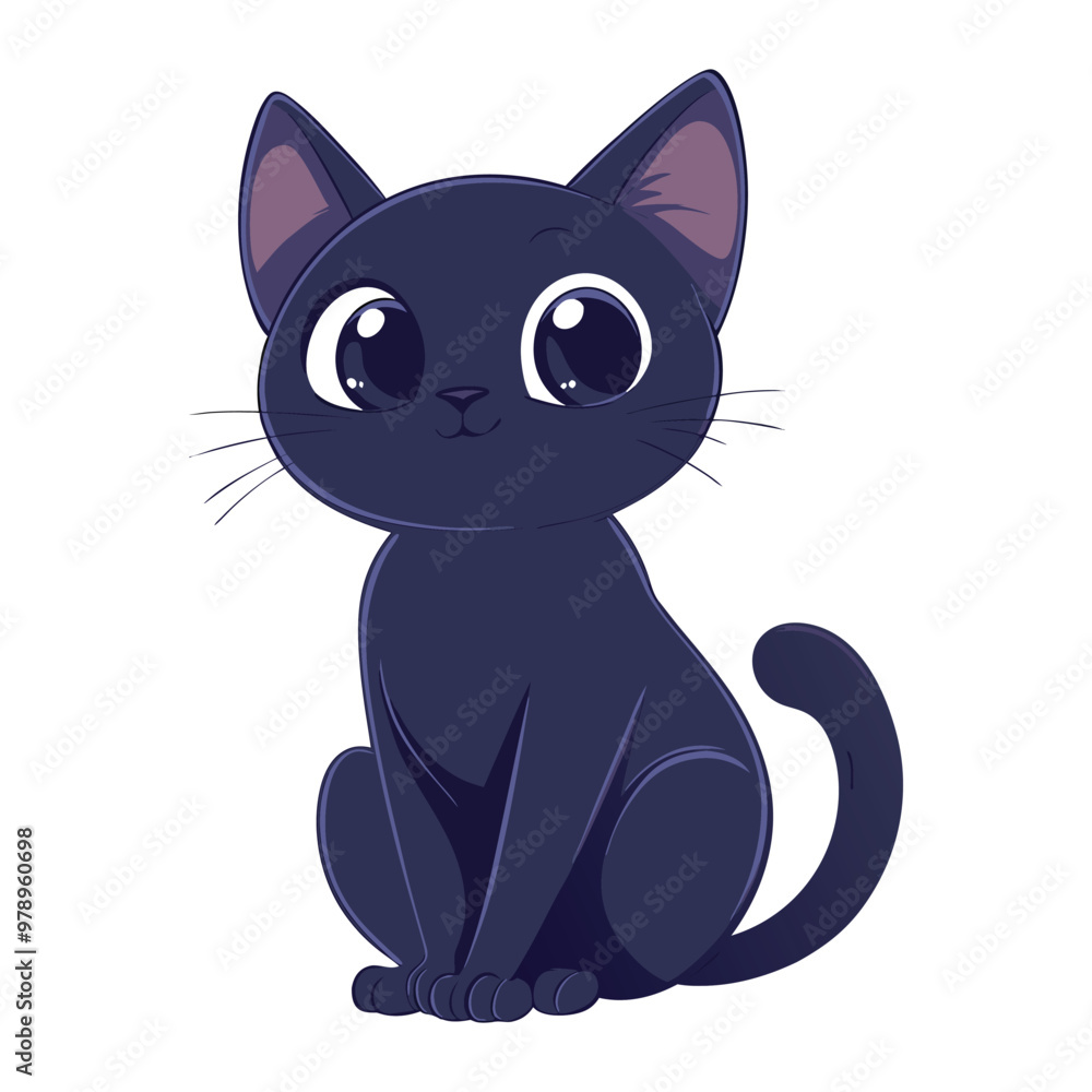 Fototapeta premium Cute Black Cat Halloween Vector Design Element, Cute Halloween Cat Vector Clipart Design.