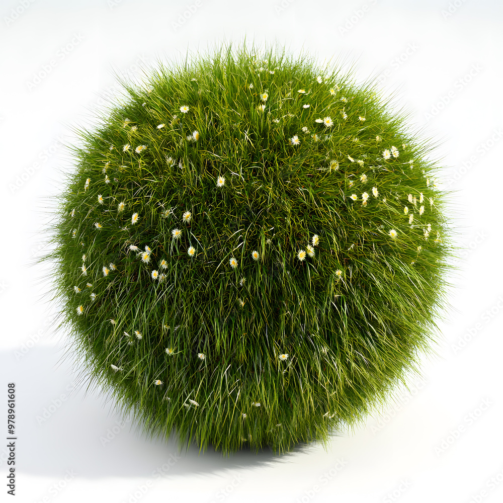 3D-rendered grass ball, sphere isolated on a white background 3D-rendered grass ball, sphere isolated on a white background