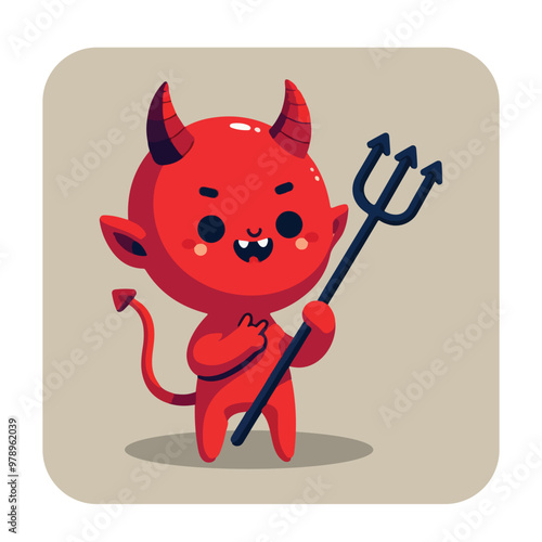 Cute Devil with a Pitchfork