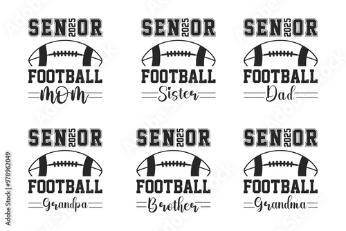 Senior Football Family 2025 SVG design, Senior Mom 2025 Shirt Vector