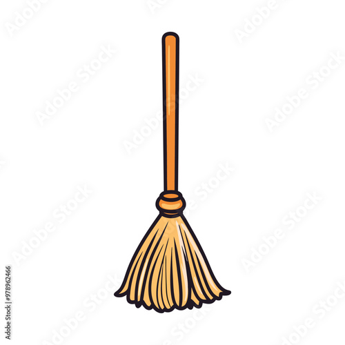 Cute Broomstick Vector Design, Halloween Witch Vector Design Elemen.