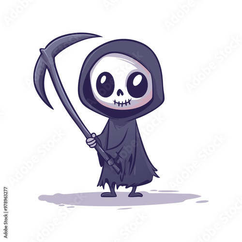 Cute Grim Reaper Halloween Vector Design Element, Halloween Grim Reaper Clipart.