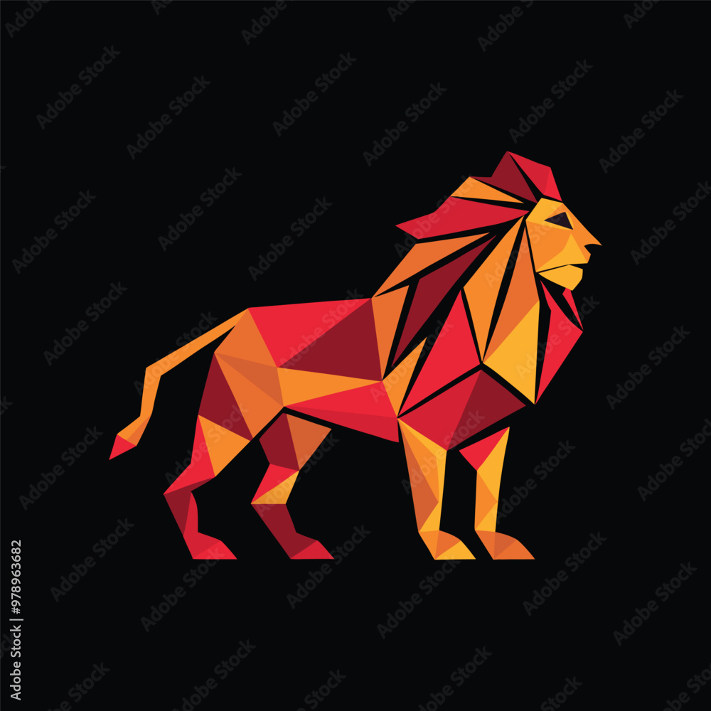 Obraz premium Majestic Angular Lion Geometric Power
