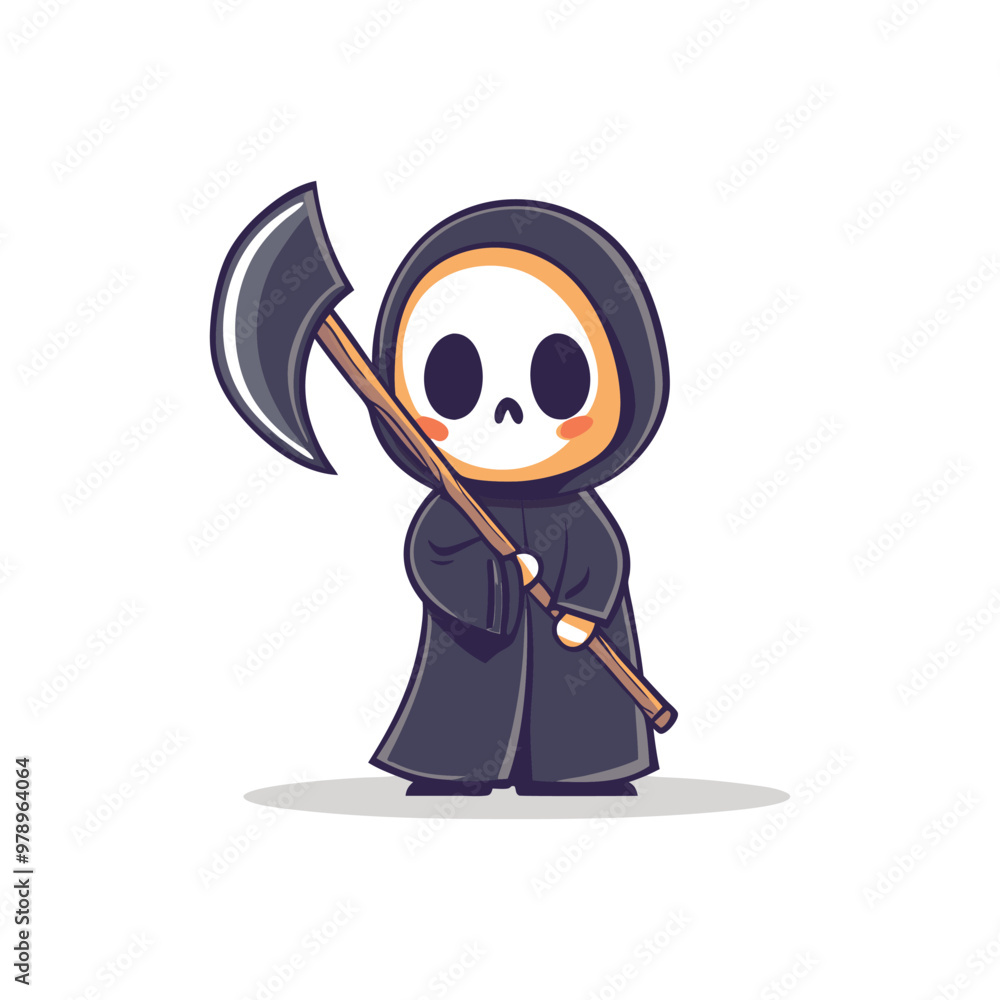 Obraz premium Cute Grim Reaper Halloween Vector Design Element, Halloween Grim Reaper Clipart.