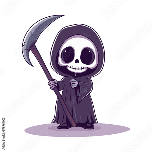 Cute Grim Reaper Halloween Vector Design Element, Halloween Grim Reaper Clipart.