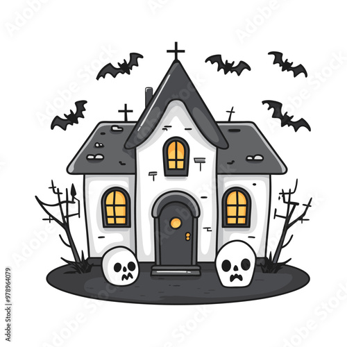 Halloween Haunted House Vector Design Elemen.