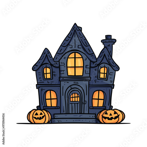 Halloween Haunted House Vector Design Elemen.
