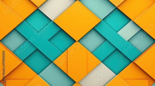 Abstract Geometric Background with Orange Teal and White Colors