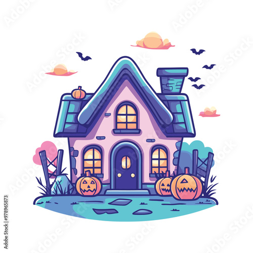 Halloween Haunted House Vector Design Elemen.