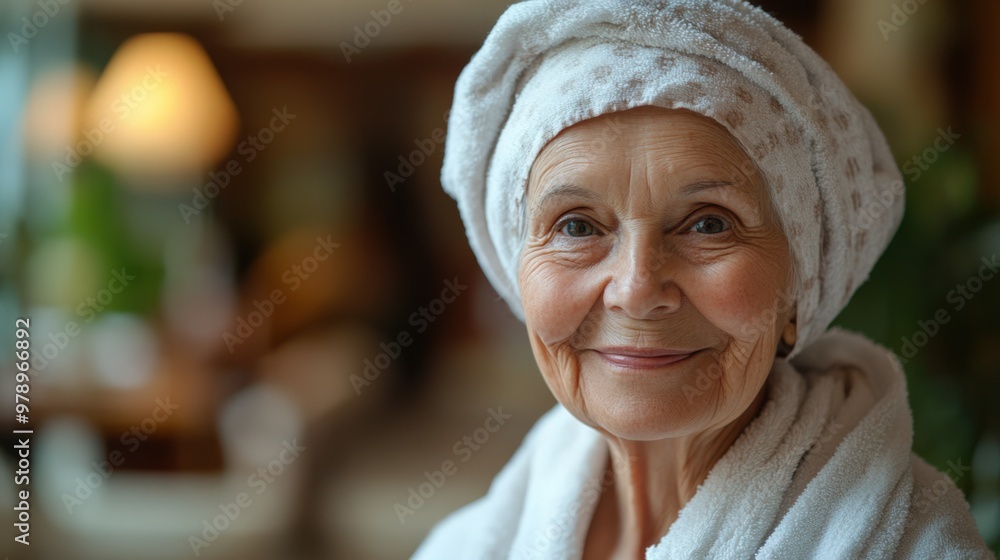 Elegant Aging: Woman Enjoying Spa Day Elegant Aging: Woman Enjoying Spa Day