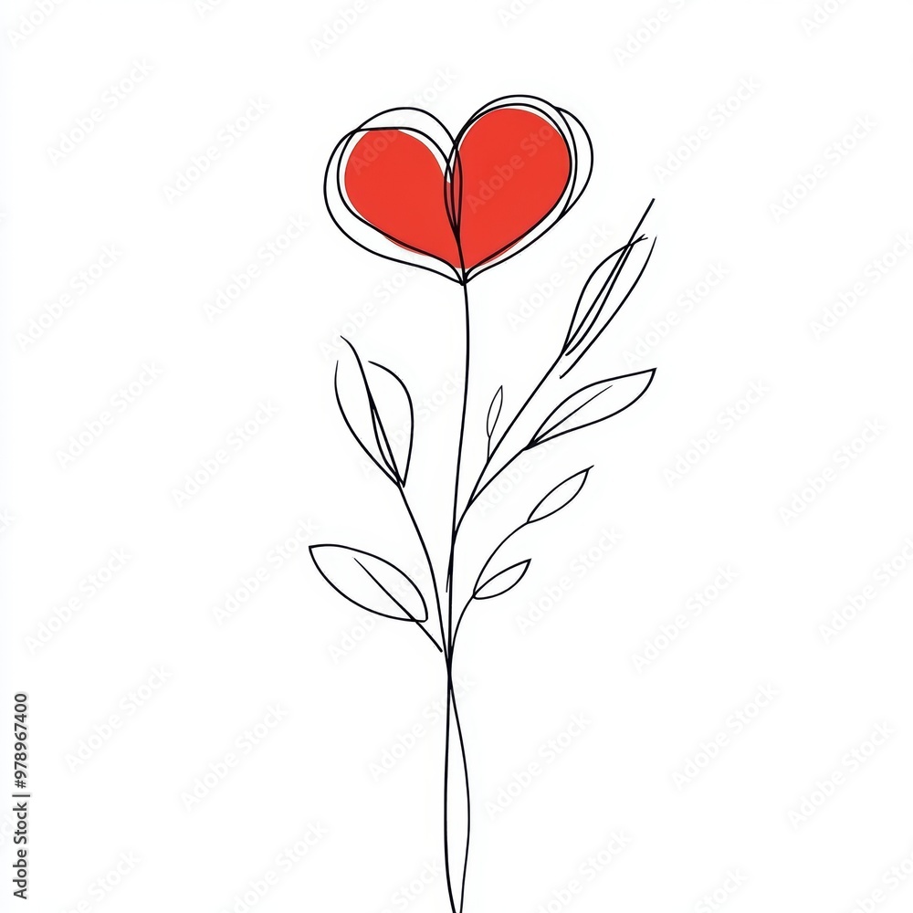 Minimalist Heart-Shaped Flower Illustration Minimalist Heart-Shaped Flower Illustration
