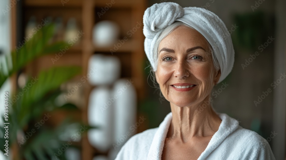 Elegant Aging: Woman Enjoying Spa Day Elegant Aging: Woman Enjoying Spa Day