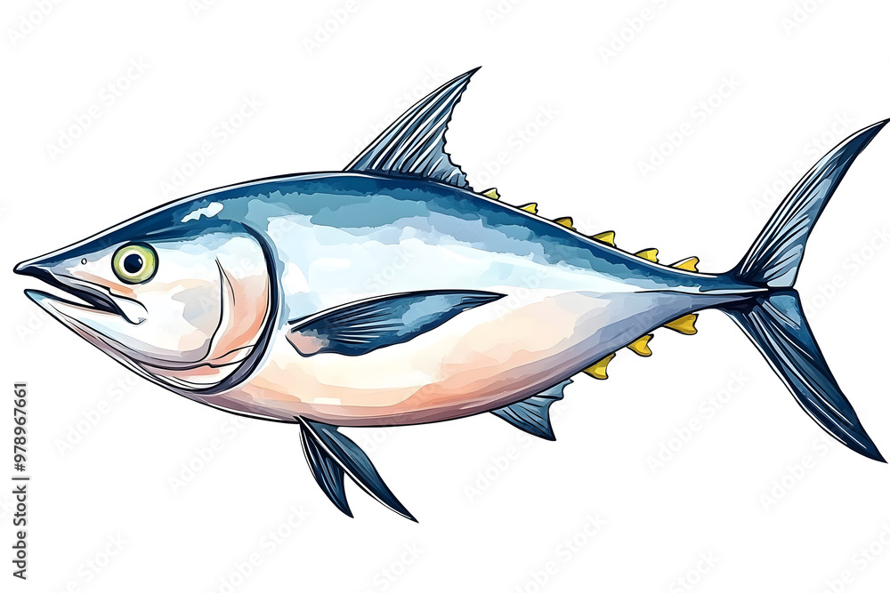 Fototapeta premium Tuna fish illustration isolated on white background 
