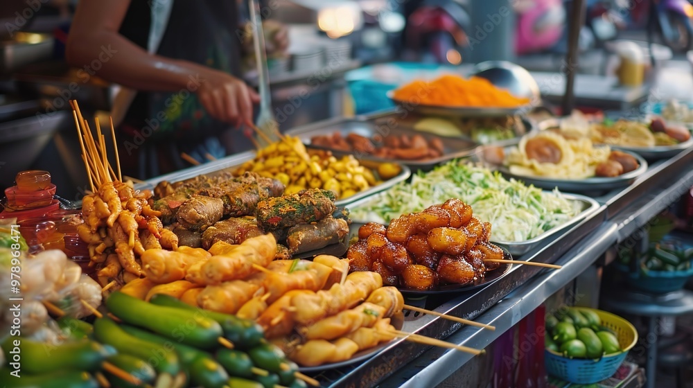 Obraz premium Asian street food wallpaper