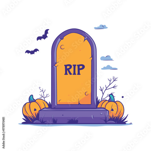 Halloween Grave Stone Vector Design. Halloween Vector Design Element.