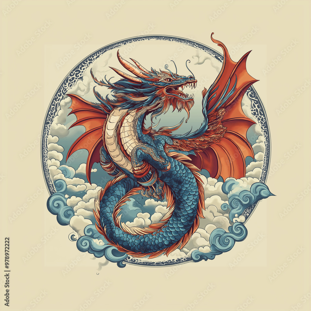 Fototapeta premium chinese dragon on the wall
