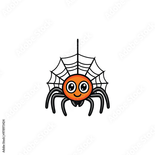 Cute Spider Halloween Vector Illustration, Halloween Vector Elements.