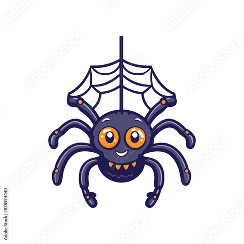 Cute Spider Halloween Vector Illustration, Halloween Vector Elements.