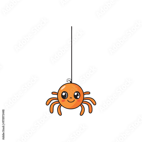 Cute Spider Halloween Vector Illustration, Halloween Vector Elements.