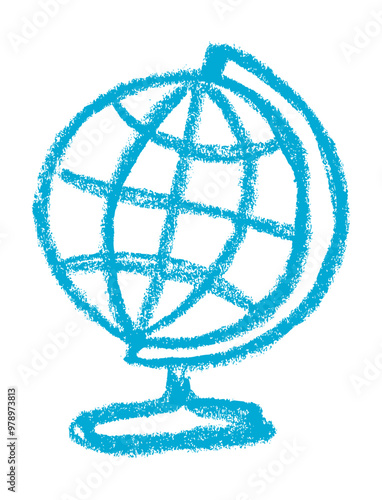 Globe School Related Icon Crayon Chalk Drawing