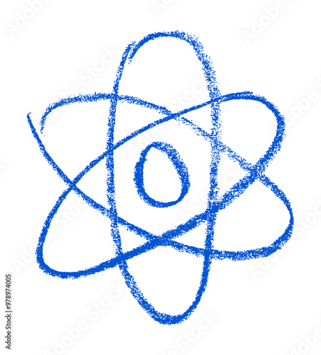 Atom Illustration School Related Icon Crayon Chalk Drawing