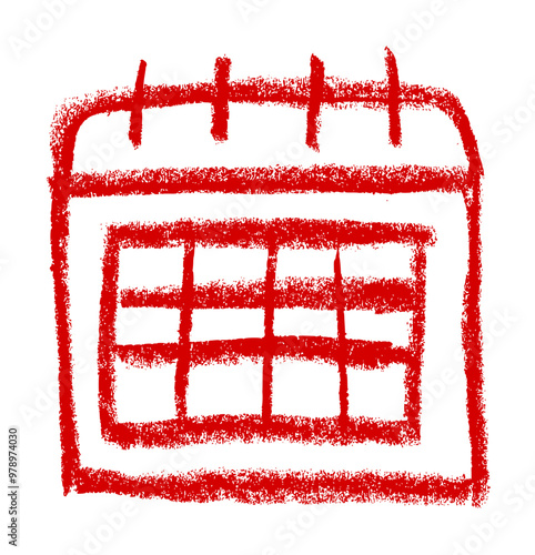 Calendar School Related Icon Crayon Chalk Drawing