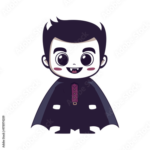 Cute Little Dracula Vampire, Halloween Vector Clipart Design.